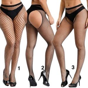 Women Black Fishnet Tight Cut Out Stocking